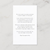 Carte De Visite Prière funéraire du musicien de violon / Poème (Dos)