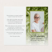 Carte De Visite Prière funéraire florale de l'Hydrangée verte (Extérieur déplié)