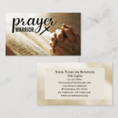 Carte De Visite PRIÈRE GUERRIER Open Bible Croix chrétienne (Devant / Derrière)