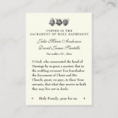 Carte De Visite Prière Mariage catholique Betrothal Mary Joseph (Dos)