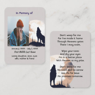 Carte De Visite Prière mémorielle chrétienne Loup solitaire Hurlem