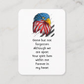 Carte De Visite Prière photo commémorative Aigle chauve militaire (Devant)