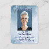 Carte De Visite Prière photo commémorative Aquarelle Jardin Blueja (Dos)