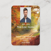 Carte De Visite Prière photo commémorative Automne automne Feuille (Dos)