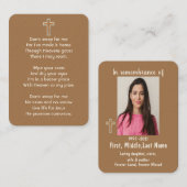 Carte De Visite Prière photo commémorative Croix chrétienne simple (Devant / Derrière)