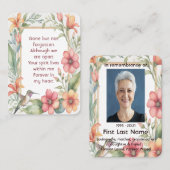 Carte De Visite Prière photo commémorative Jardin des colibris (Devant / Derrière)