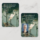 Carte De Visite Prière photo commémorative Oiseau d'Egret (Devant / Derrière)