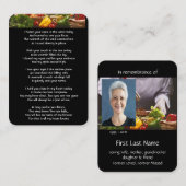 Carte De Visite Prière photo Memorial Chef Cook (Devant / Derrière)