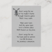 Carte De Visite Prière photo Memorial Motorcycle Biker Christian B (Devant)