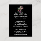 Carte De Visite Prière photographique commémorative Croix chrétien (Devant)