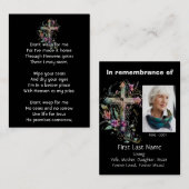 Carte De Visite Prière photographique commémorative Croix chrétien (Devant / Derrière)