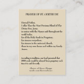 Carte De Visite Prière précieuse de St Gertrude de Jésus Mary de (Dos)