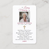 Carte De Visite Prière religieuse catholique Vierge Marie Croix fl (Dos)