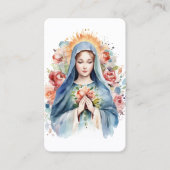 Carte De Visite Prière religieuse catholique Vierge Marie Croix fl (Devant)