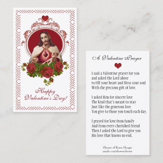 Carte De Visite Prière religieuse de Saint-Valentin (Devant / Derrière)