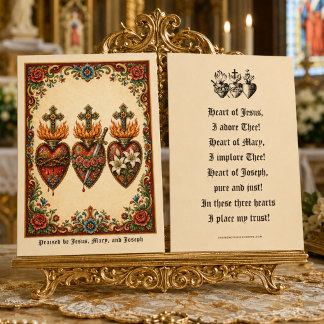 Carte De Visite Prière traditionnelle catholique des Trois Cœurs s