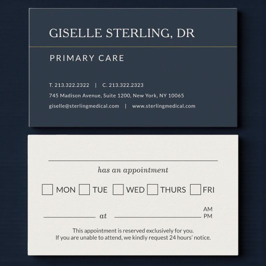 Carte De Visite Primary Care Doctor Office Appointment Reminder