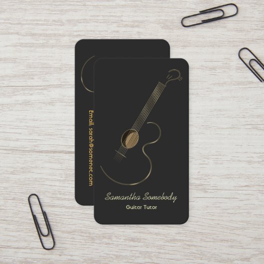 Carte De Visite Prime de logo de guitare acoustique (Devant/Arrière en situation)