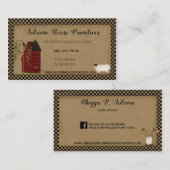 Carte de visite primitif avec Saltbox House rouge (Devant / Derrière)