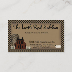 Carte de visite primitif de Saltbox rouge