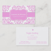 Carte De Visite Princesse Pink Floral Damask (Devant / Derrière)