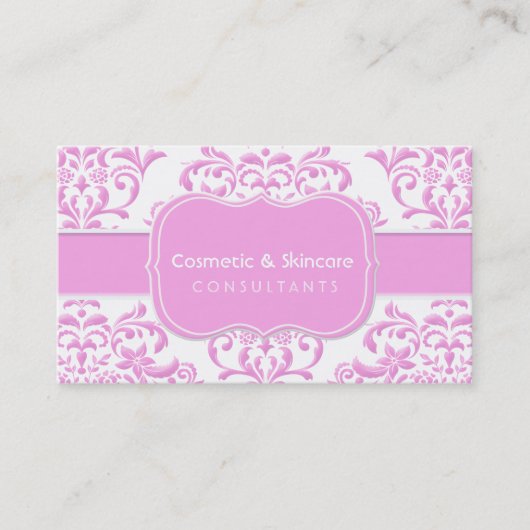 Carte De Visite Princesse Pink Floral Damask (Devant)
