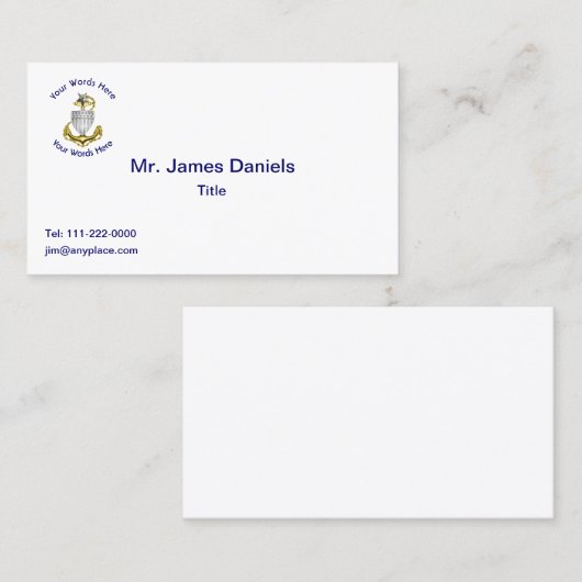 Carte de visite principal de la Garde côtière (Devant / Derrière)