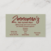 Carte de visite principal de réparation de matérie (Devant)