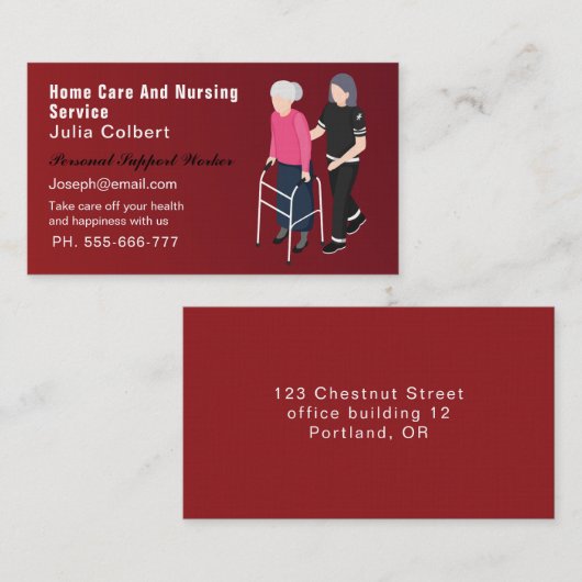 Carte de visite principal des soins de santé à dom (Devant / Derrière)