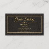 Carte De Visite Principal Monogrammed Gold Black Professional (Dos)