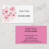 Carte De Visite Printemps floral élégant en fleurs de cerise (Devant / Derrière)