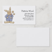 Carte De Visite Printemps · Lapin de Pâques avec des fleurs (Devant / Derrière)