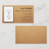 Carte De Visite Prise électrique blanche contre papier d'artisanat (Devant / Derrière)