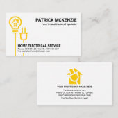 Carte De Visite Prise électrique simple à bulbe jaune (Devant / Derrière)