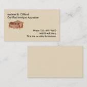 Carte De Visite Priseur simple d'antiquités (Devant / Derrière)