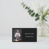 Carte De Visite Private chef black white photo catering QR code (Debout devant)
