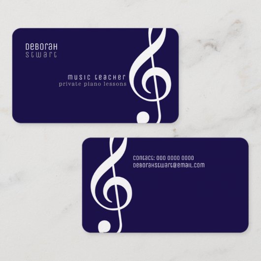 Carte De Visite Private lessons music teacher dark-blue (Devant / Derrière)
