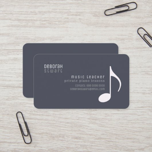 Carte De Visite Private Lessons music teacher lead-gray (Devant/Arrière en situation)