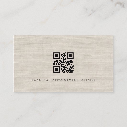Carte De Visite Private Practice Therapist Neutral Linen QR Code (Dos)