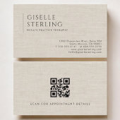Carte De Visite Private Practice Therapist Neutral Linen QR Code
