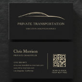 Carte De Visite Private Transportation QR Code Black & Gold