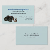 Carte de visite privé bleu vert d'enquête (Devant / Derrière)