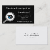Carte de visite privé noir d'enquête (Devant / Derrière)