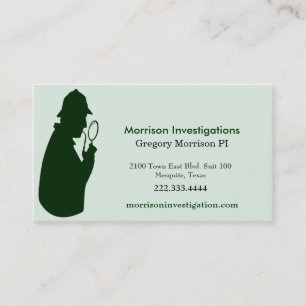 Carte de visite privé vert d'enquête