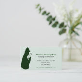 Carte de visite privé vert d'enquête (Debout devant)