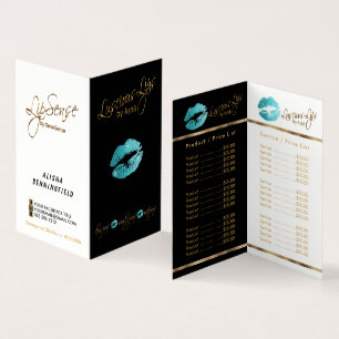 Carte De Visite Prix Libre Turquoise et Gold et liste de services