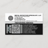 CARTE DE VISITE (PRO DE DÉTECTION DE MÉTAUX, DÉTECTEUR) DÉTECTION (Dos)