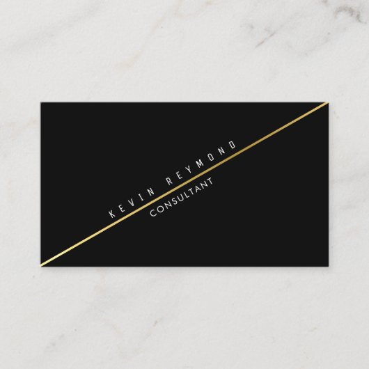 carte de visite pro noir avec ligne d'or en diagon (Devant)