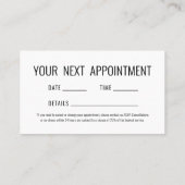 Carte De Visite Prochain rendez-vous simple (Dos)