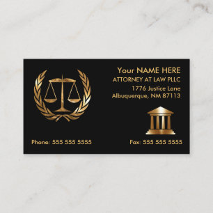 Carte De Visite Procureur à la Loi Nomination Black and Gold